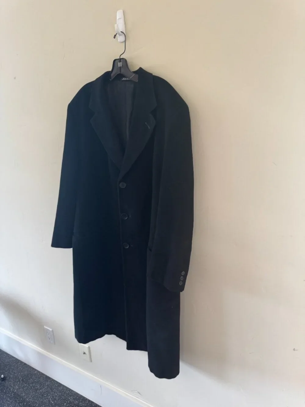 Giorgio Armani Le Collezioni Black Virgin Wool Overcoat Made In Italy Mens L